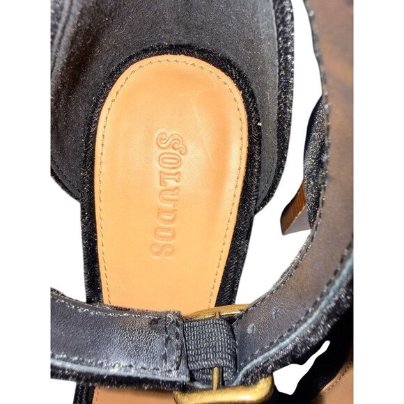 Soludos Black Velvet Ankle-Strap Block Heels - Circa 2018-2020 - Picture 6 of 7